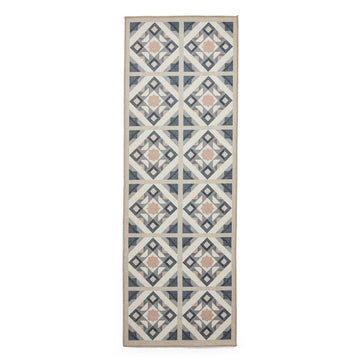 Washable Victoria H1187 Modern Vintage Diamond Tile Lattice Star Lightweight Printed Polyester Flatweave Grey/Orange Rug-Think Rugs-Rug Love - The Most Loved Rug Store